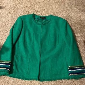 Talbots Green Tweed  Embellished Blazer
